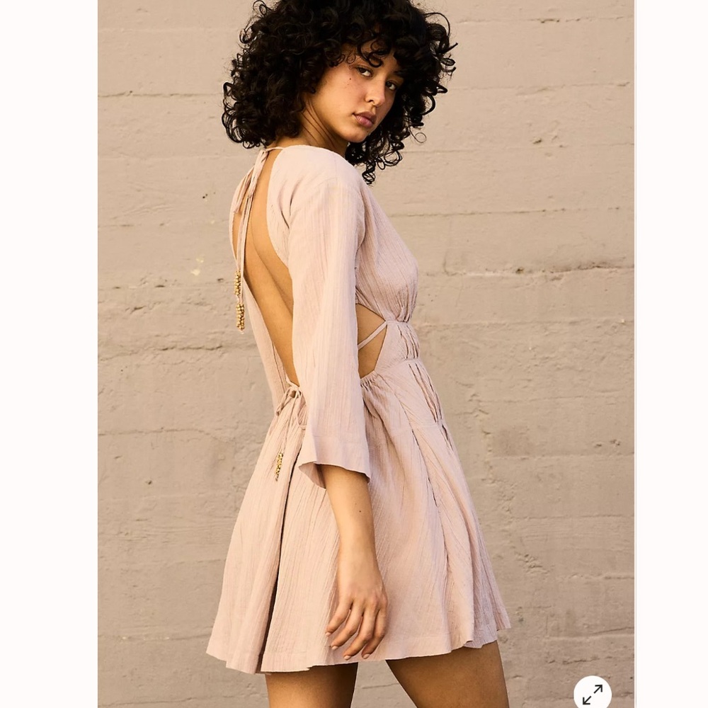 Free People Prettiest Pleats Mini Dress Light Pink Size M 
NWT
